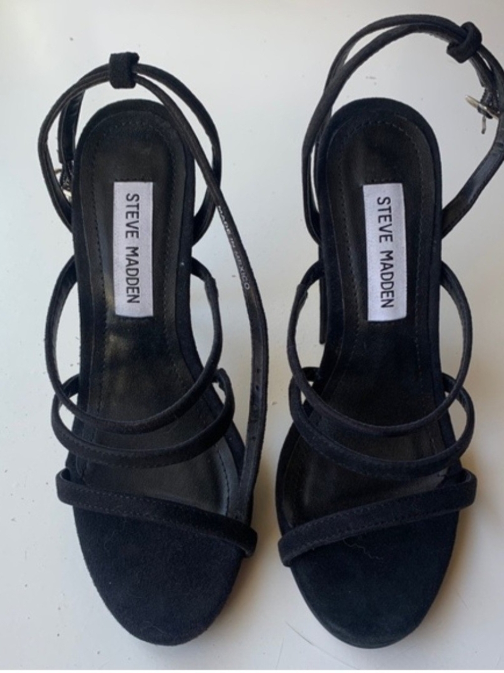 Steve Madden Fauna Black Suede Strappy Women's Sandals Size 7
